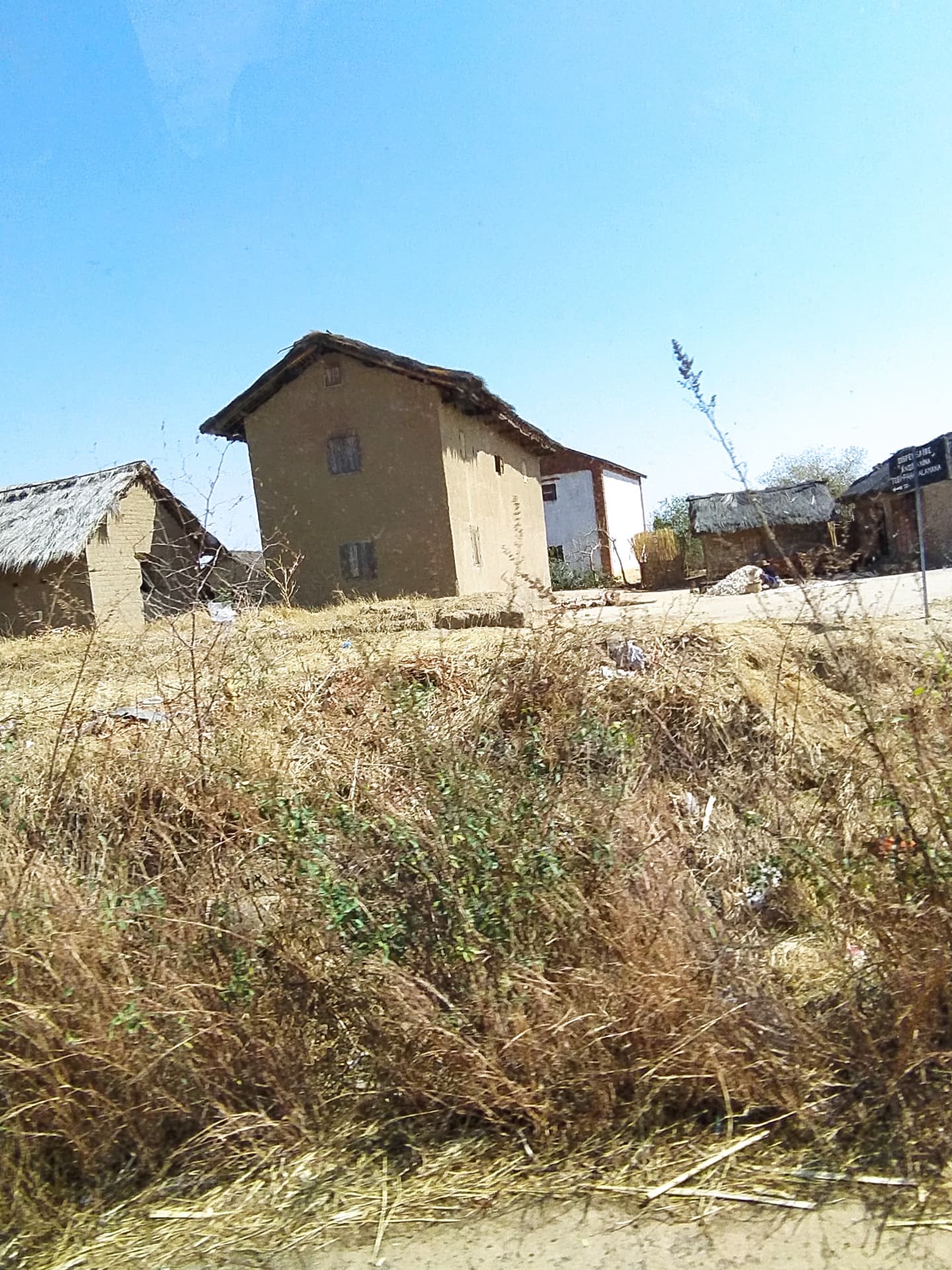 Traditional Malagasy village houses on the highlands